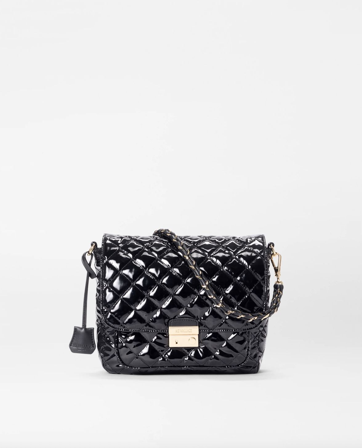 MZ Wallace Medium Crosby Lock Crossbody in Black Lacquer