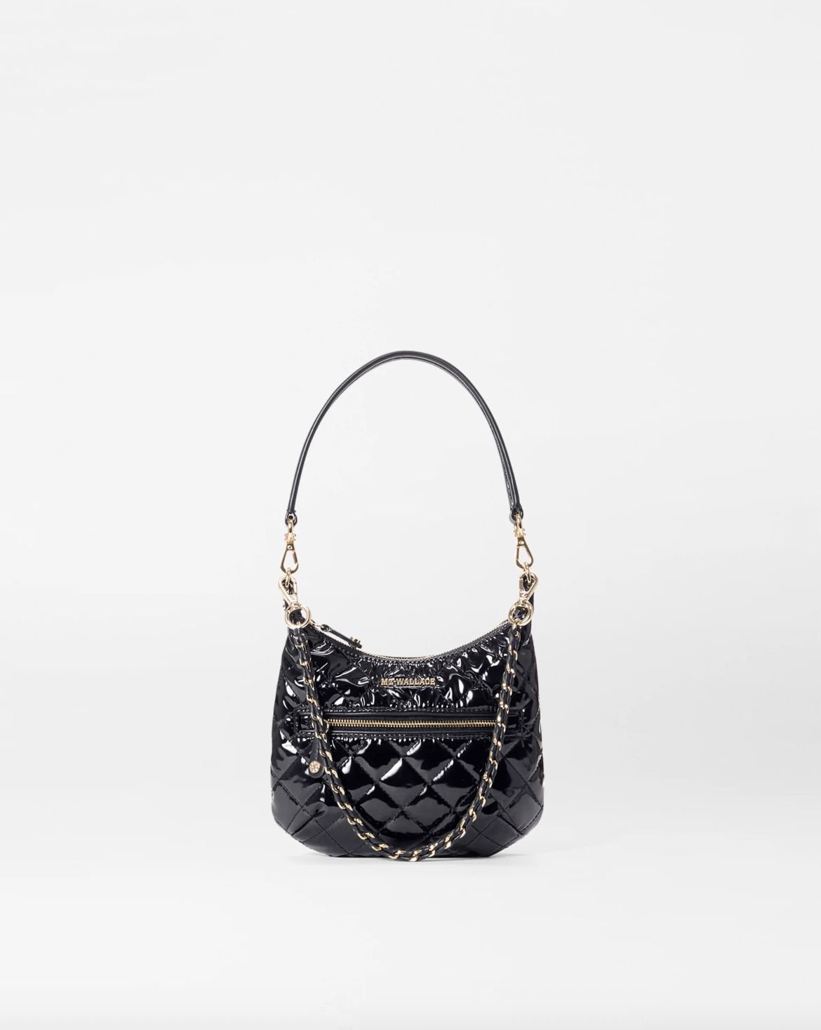 MZ Wallace Mini Crosby in Sienna in Black Lacquer