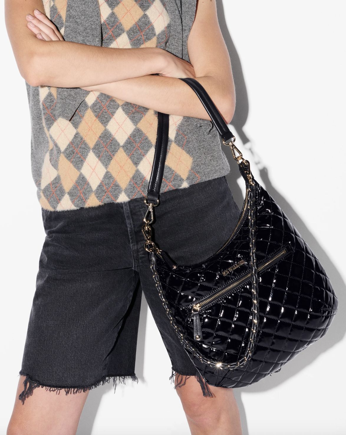 MZ Wallace Crosby Sienna in Black Lacquer