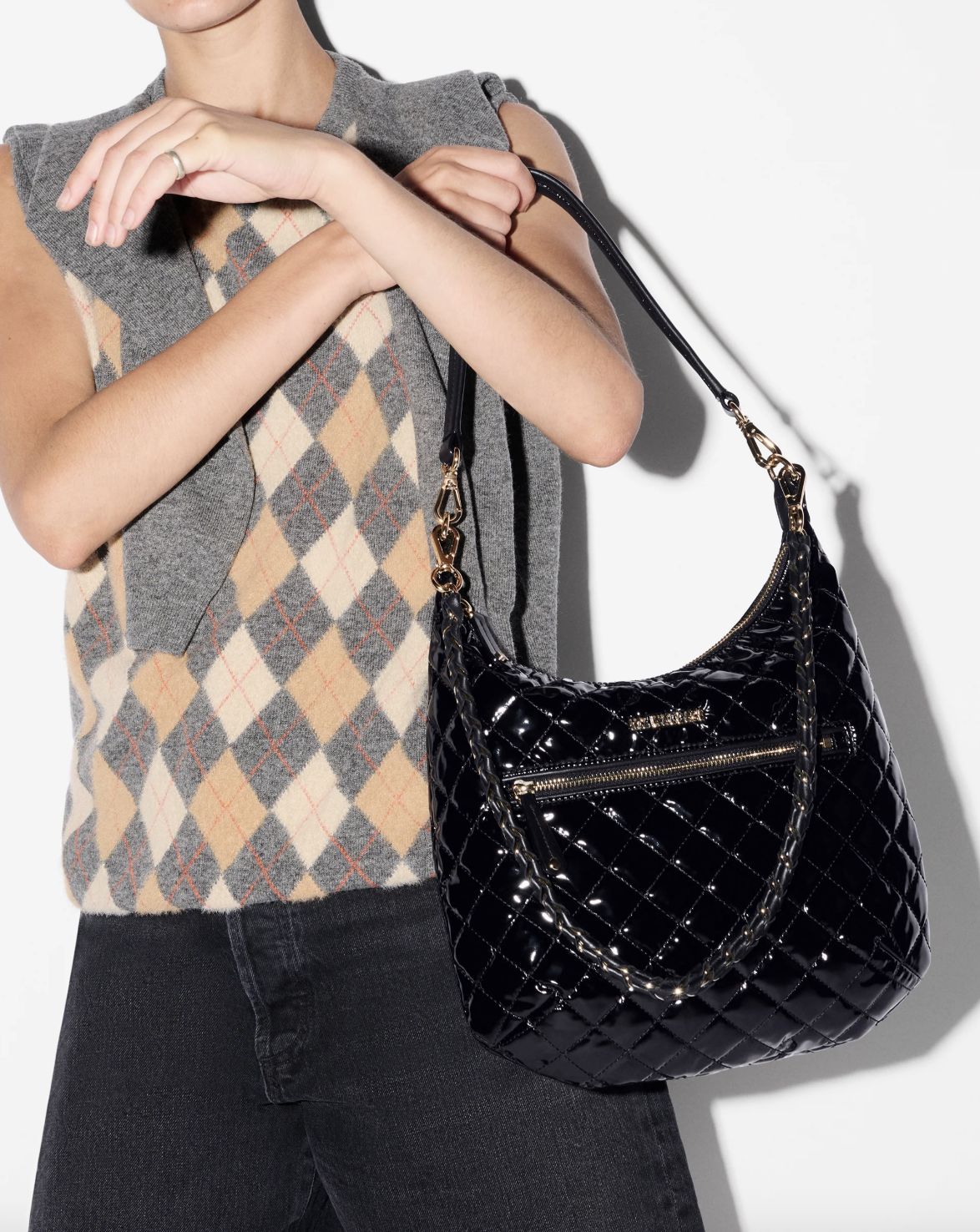 MZ Wallace Crosby Sienna in Black Lacquer