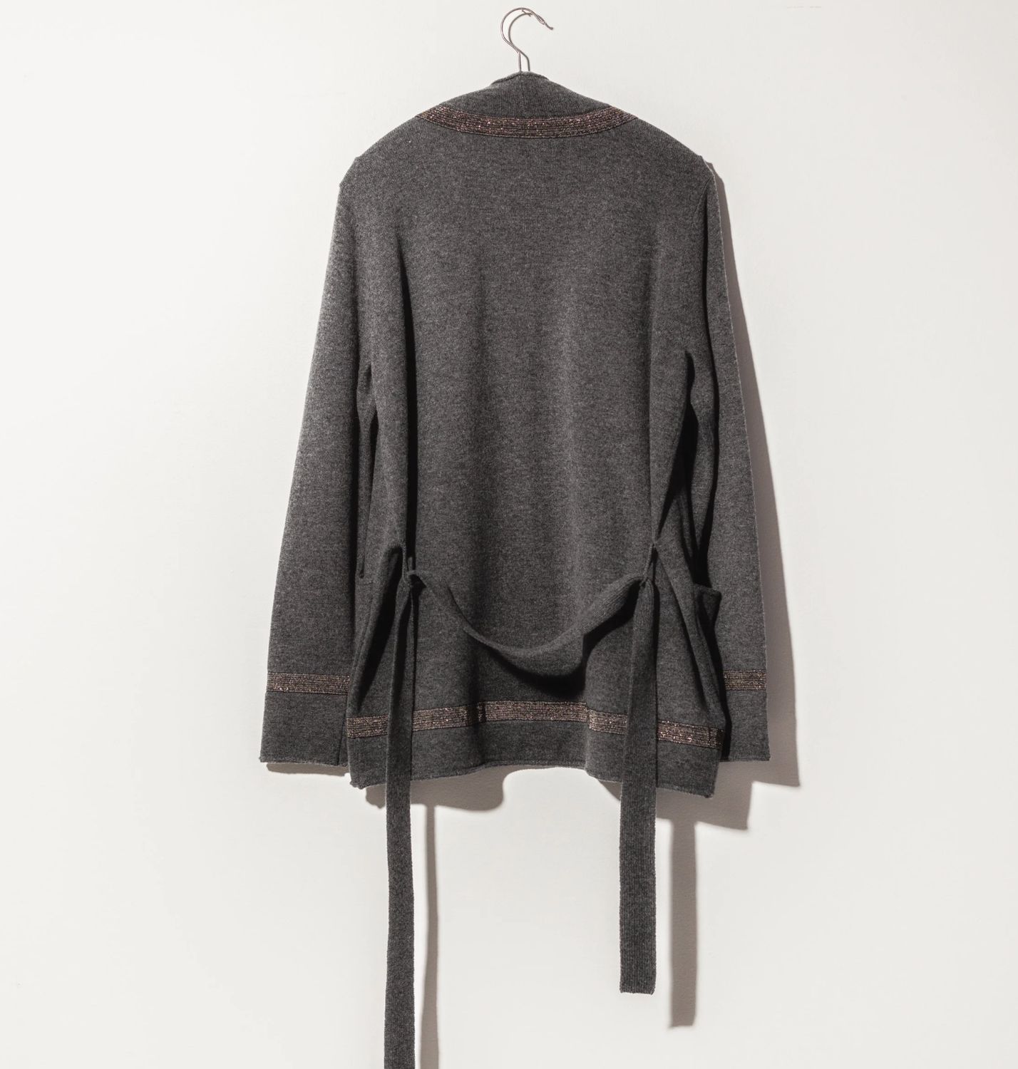 SOH Short Belted Cardigan with Metal Mesh Accents
