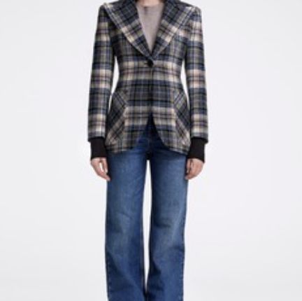 Smythe Birkin Rib-Cuffed Blazer in Plaid