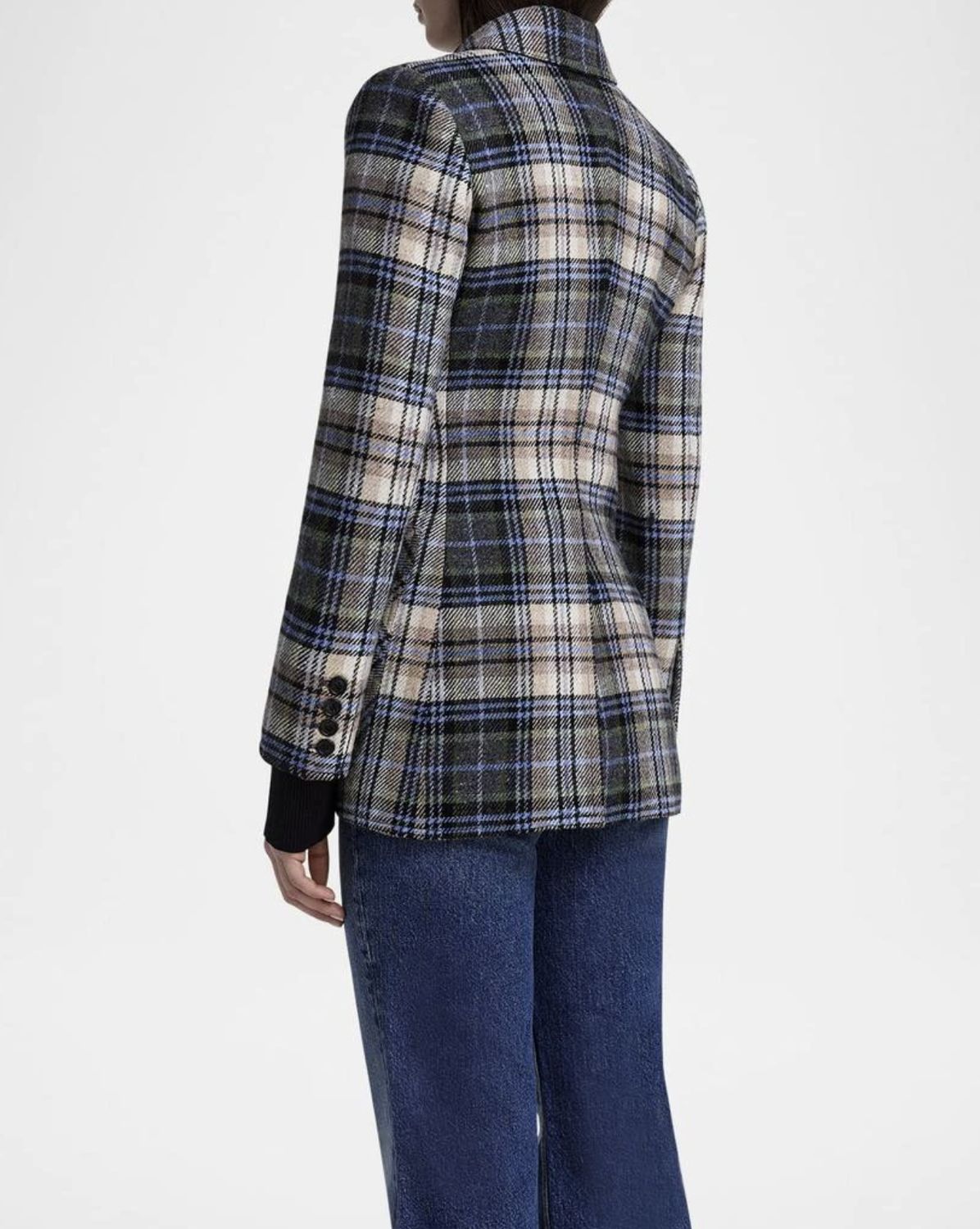 Smythe Birkin Rib-Cuffed Blazer in Plaid