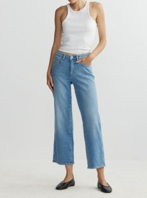 DL 1961 Pippa Refined Wide Leg  Mid Rise Ankle Jean in Riverbank Aura
