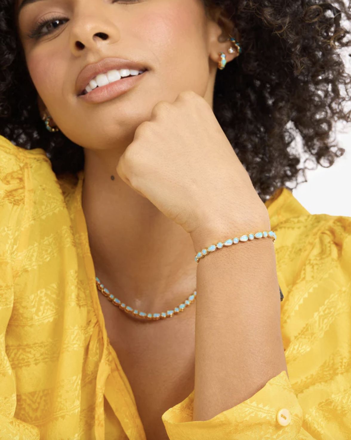 Melinda Maria Isla Blue Opal Tennis Bracelet in Gold