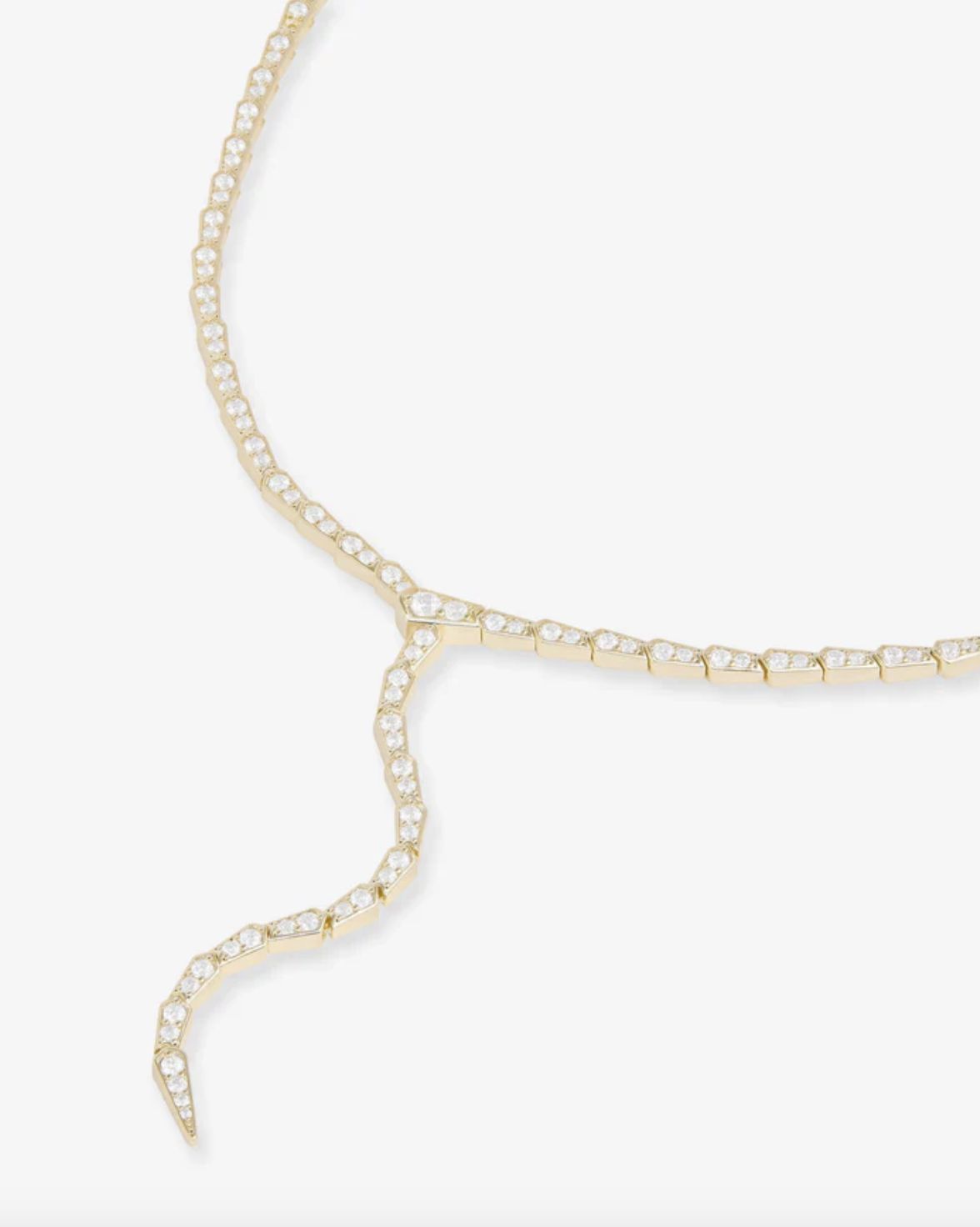 Melinda Maria Pave Serpent Lariat Necklace, Color: Gold