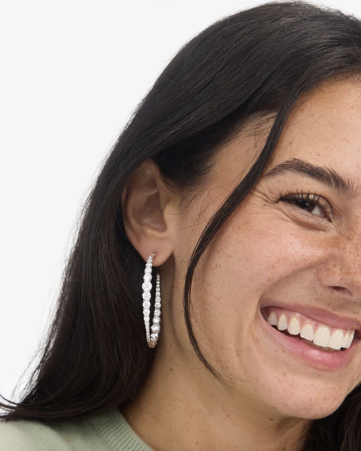Melinda Maria Oh She Fancy Silver 2&quot; Graduated Hoops