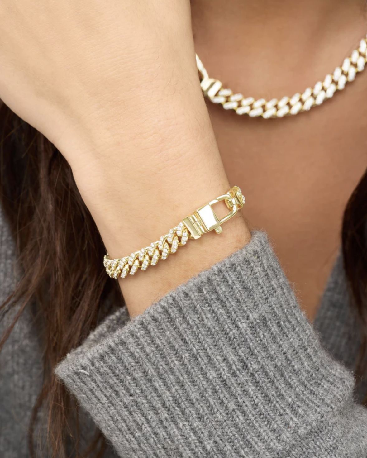 Melinda Maria Pave Julian Cuban Chain Bracelet
