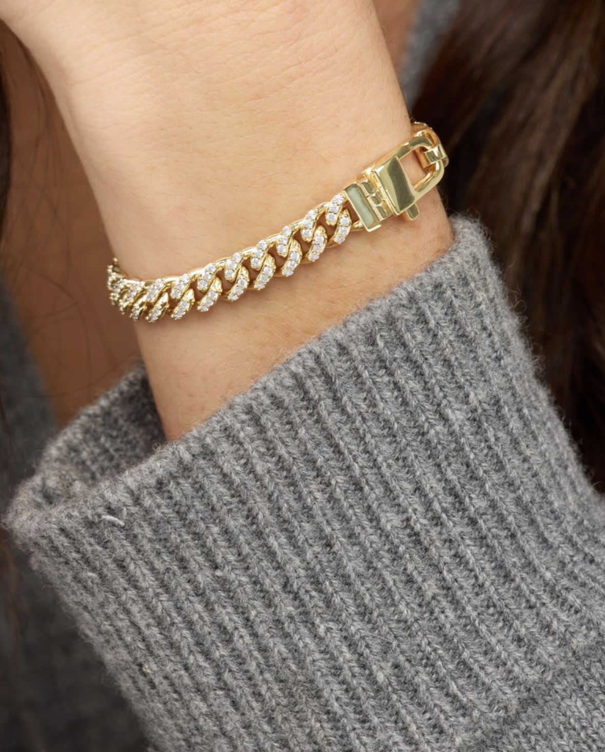 Melinda Maria Pave Julian Cuban Chain Bracelet