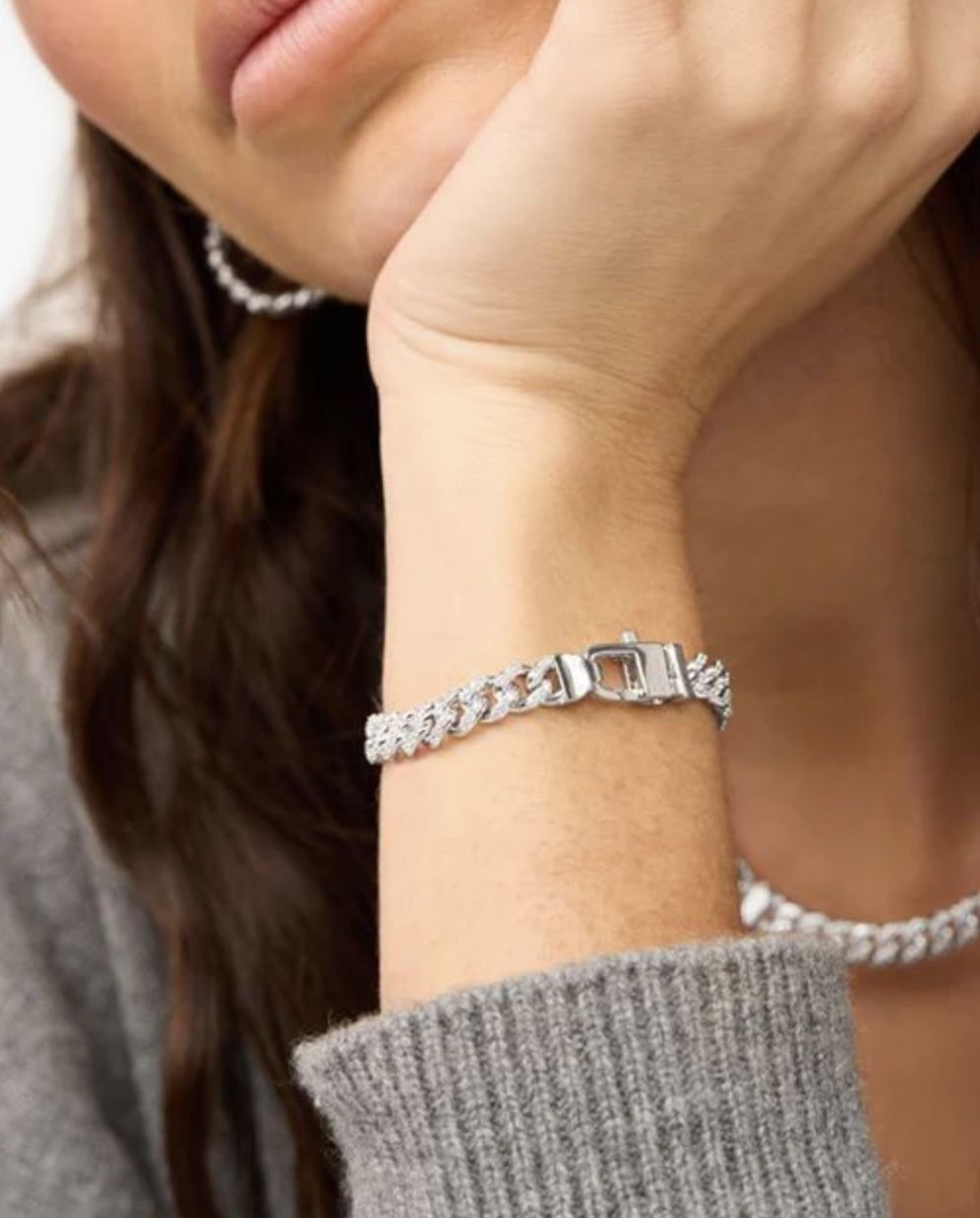 Melinda Maria Pave Julian Cuban Chain Bracelet