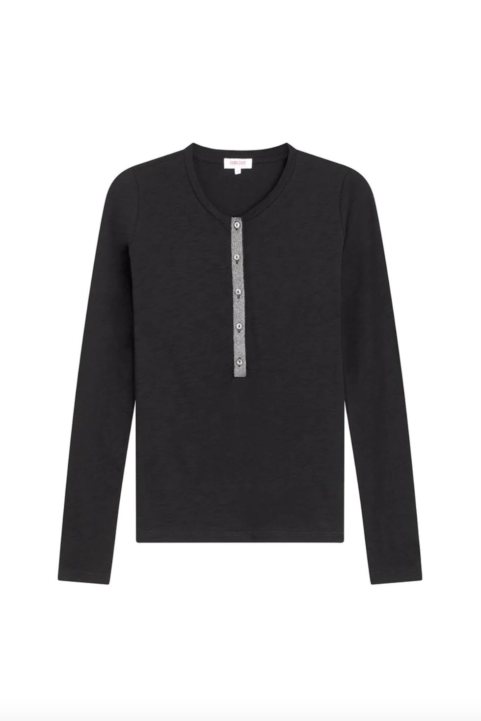 Goldie Long Sleeve Shimmer Placket Henley