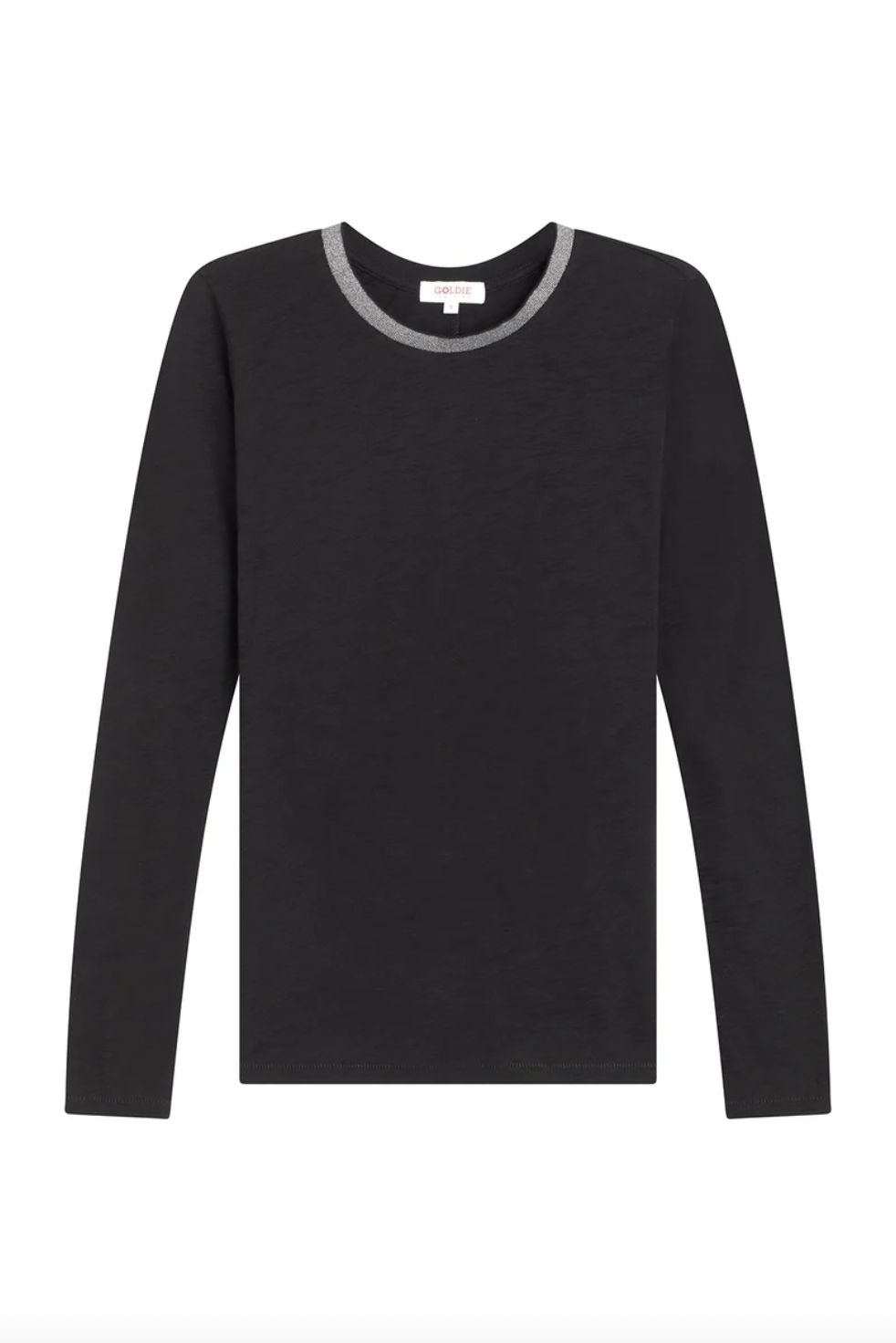 Goldie Silver Metallic Tip Long Sleeve Black Tee