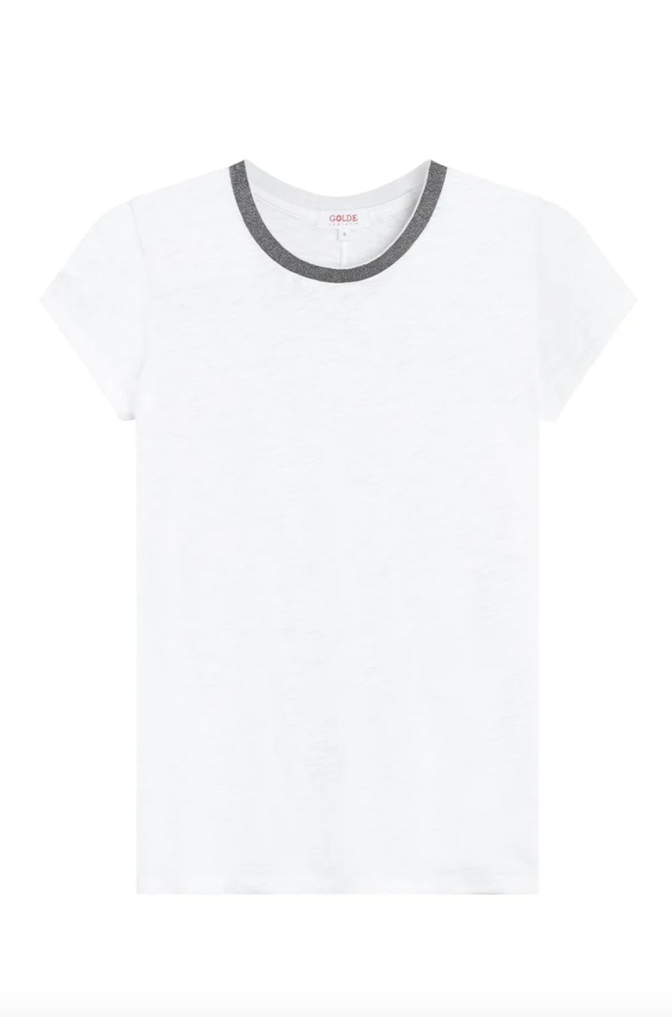 Goldie Short Sleeve White Metallic Ringer Tee