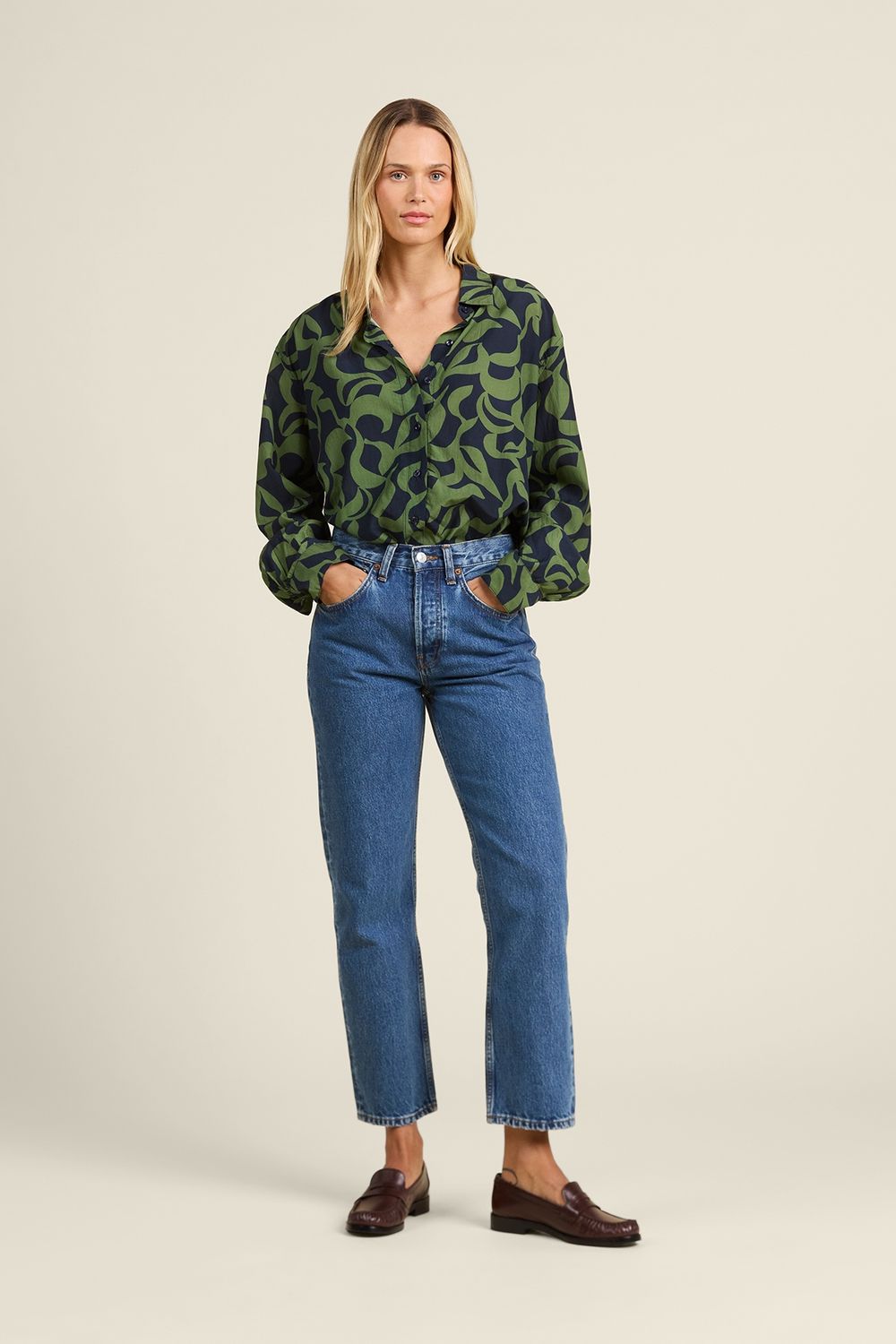Trovata Emilia Oversized Shirt in Muted Canopy, Color: Muted Canopy, Size: XS