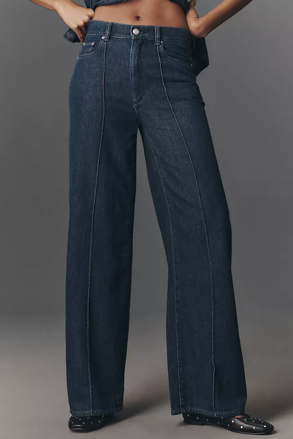 DL1961 Hepburn Wide Leg Pintuck Jean in Inkwell