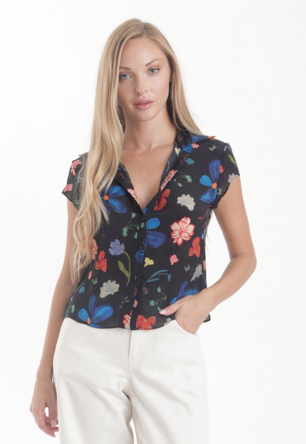 Karina Grimaldi Isla Print Top, Color: Flora Fiesta, Size: XS