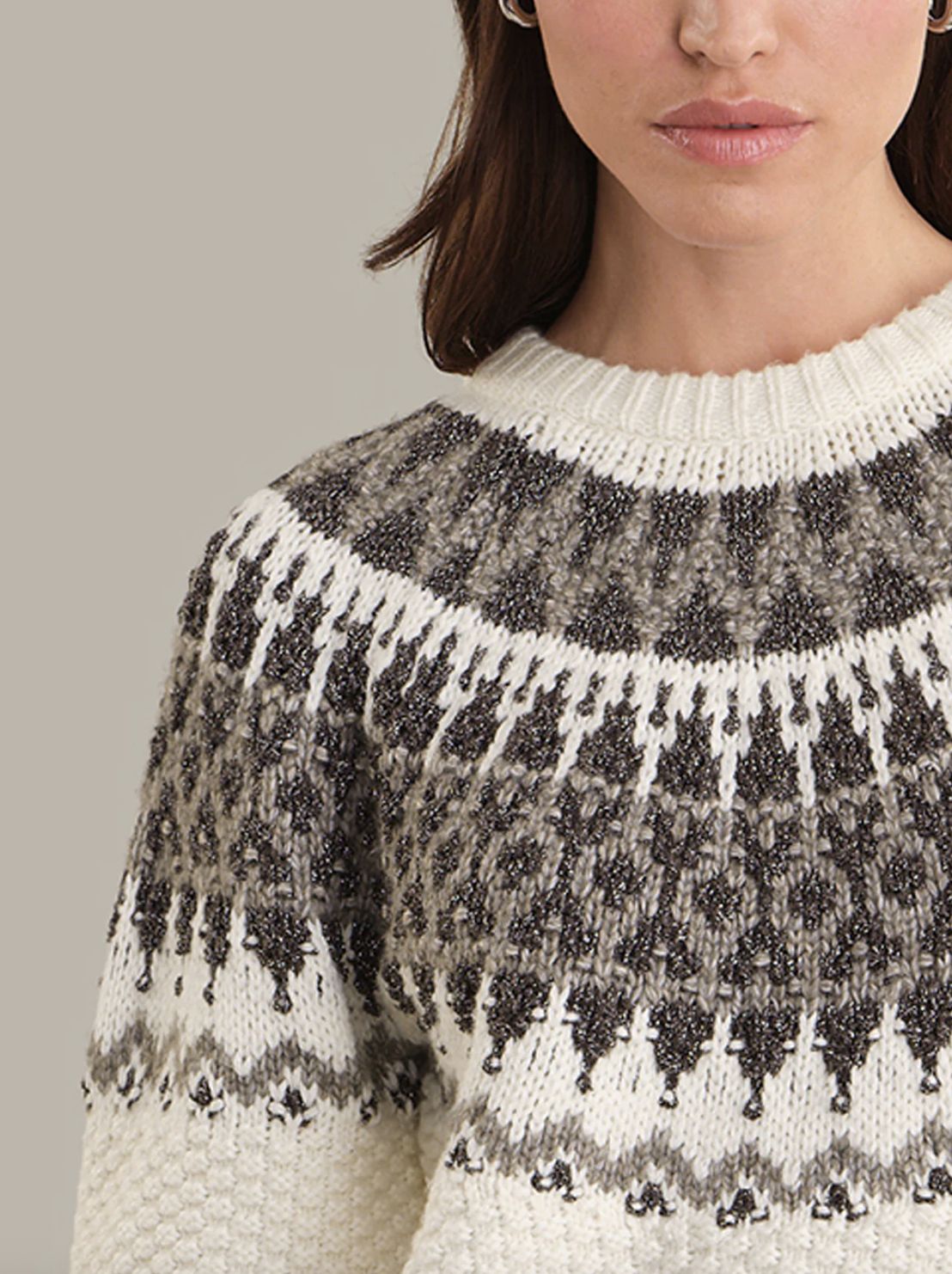 525 America Alora Puff Sleeve Fair Isle Sweater