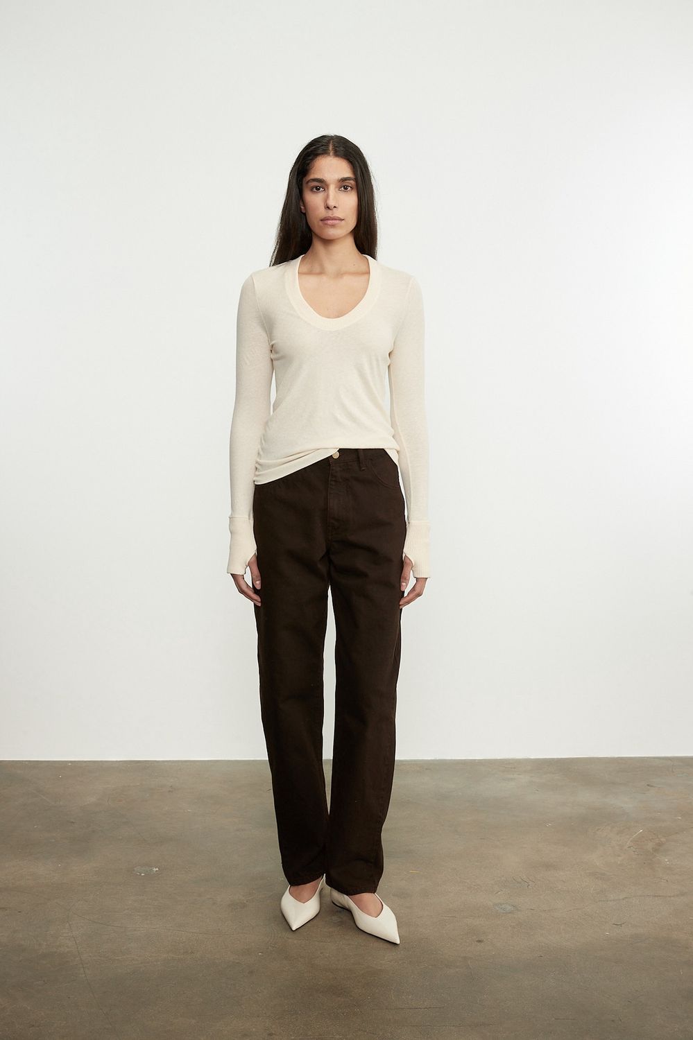 Enza Costa Cashmere Easy Cuff U Neck, Color: Natural, Size: XS