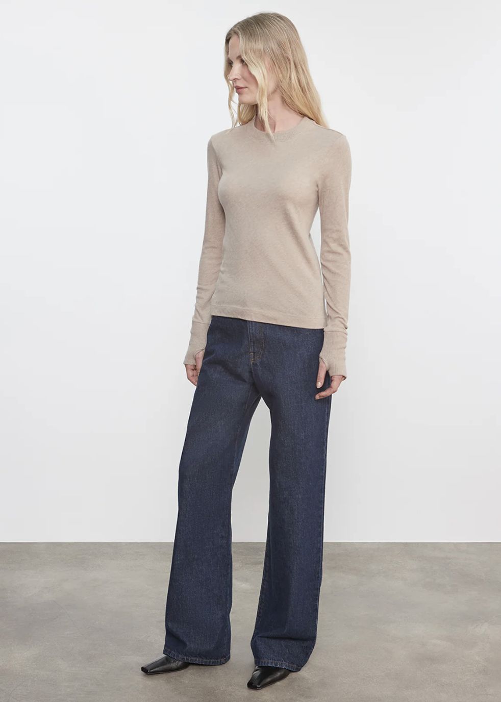 Enza Costa Cashmere Easy Cuff Long Sleeve Crew
