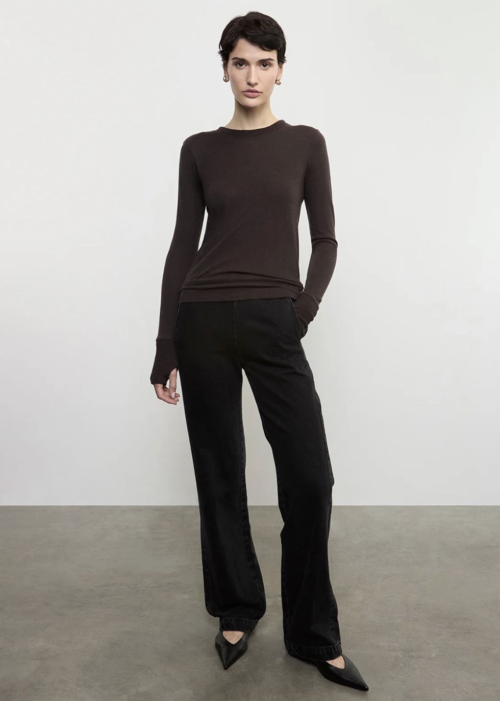 Enza Costa Cashmere Easy Cuff Long Sleeve Crew