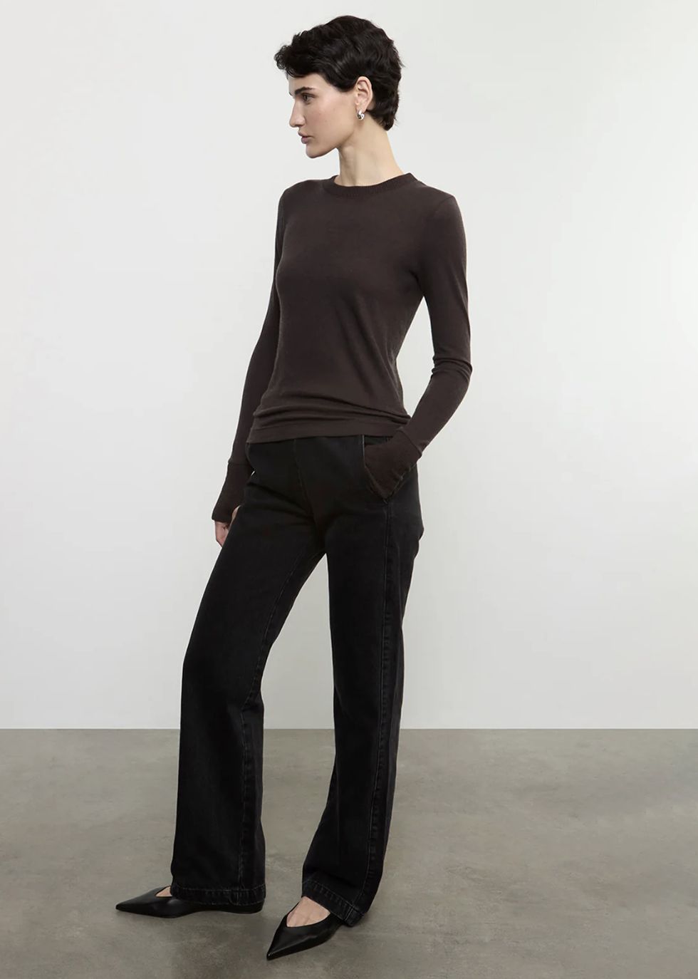 Enza Costa Cashmere Easy Cuff Long Sleeve Crew