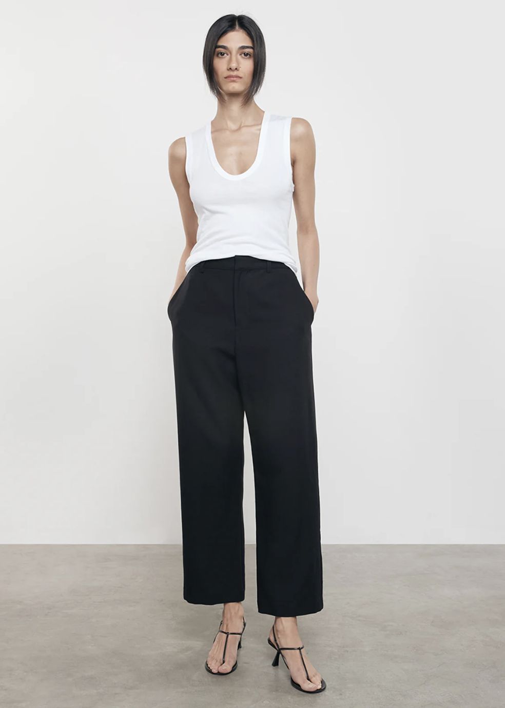 Enza Costa Supima Cotton Essential Sleeveless U Tee in White