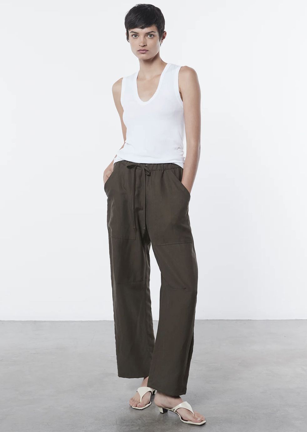 Enza Costa Supima Cotton Essential Sleeveless U Tee in White