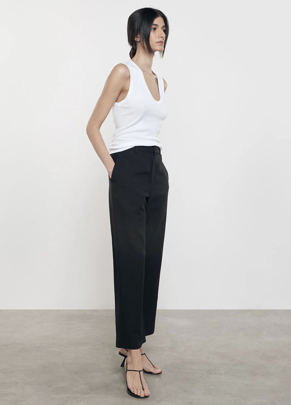 Enza Costa Supima Cotton Essential Sleeveless U Tee in White