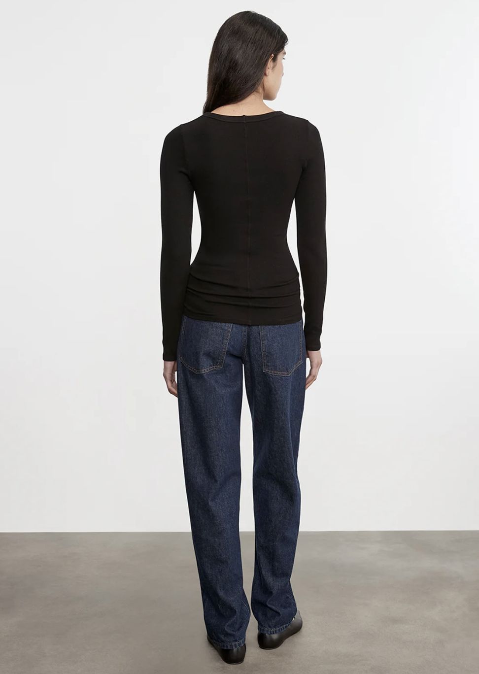 Enza Costa Silk Knit Long Sleeve Crew Tee in Black