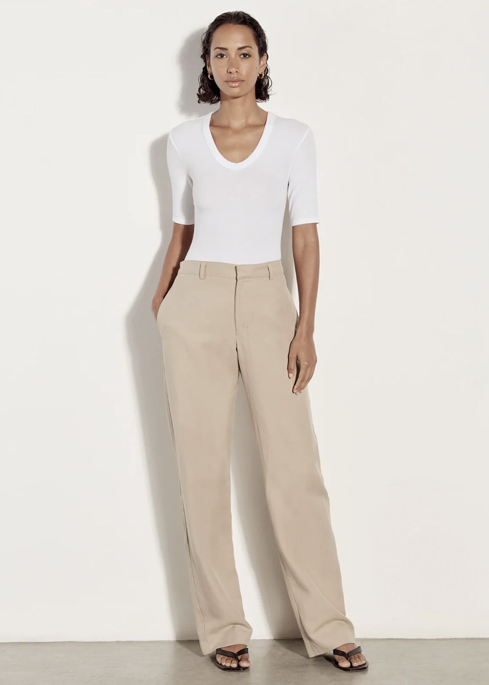 Enza Costa Silk Knit Half Sleeve Tee in White