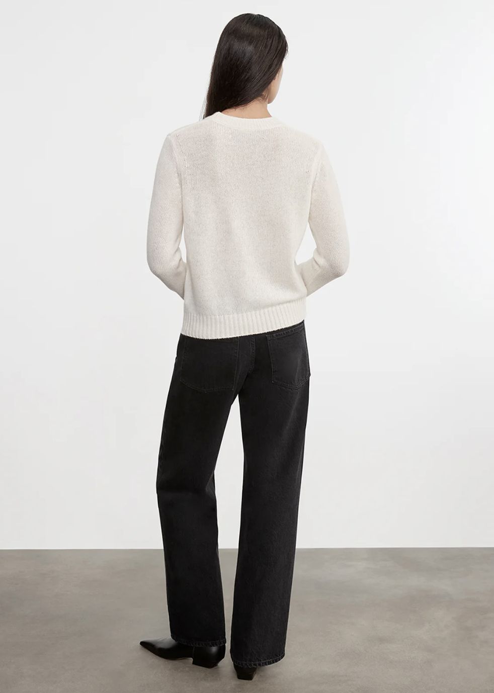 Enza Costa Cashmere Easy Crew Neck Sweater in Chalk