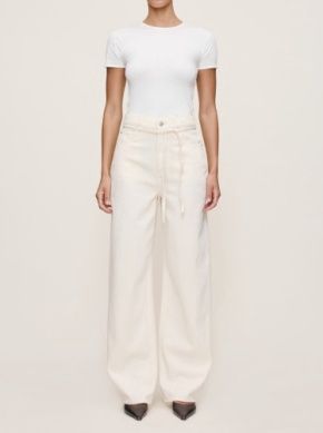 Dl1961 Casie Relaxed Wide Leg Mid-Rise 31', Color: Crema, Size: 24