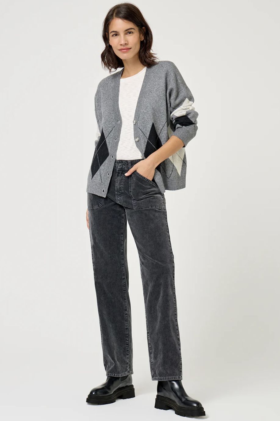 Five Argyle Cardigan