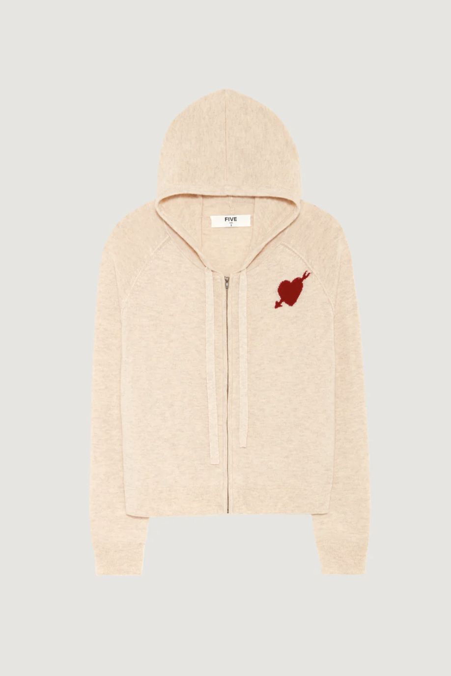 Five Hoodie With Heart Embellishment
