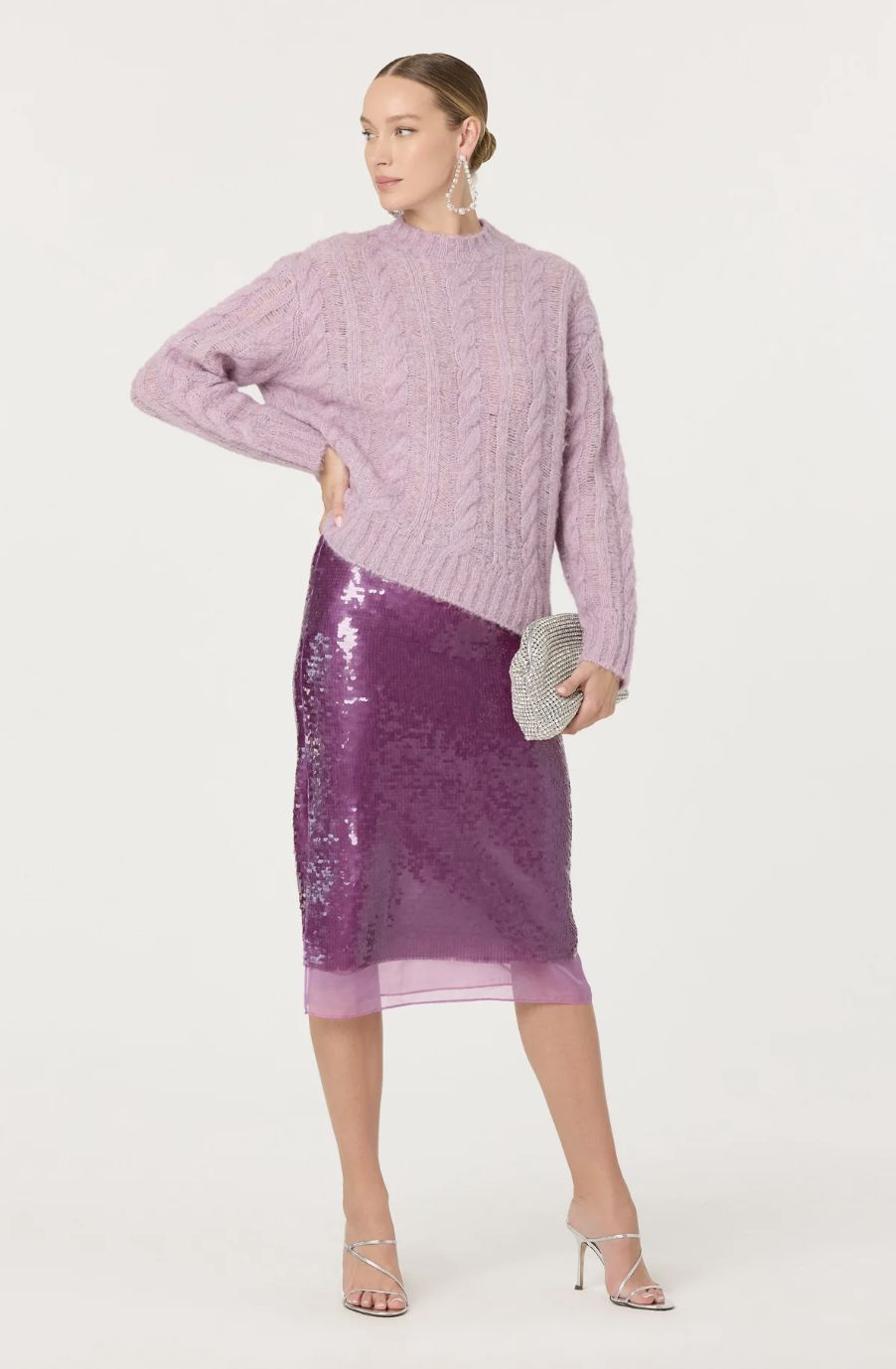 ASTR Shirin Lilac Sequin Skirt