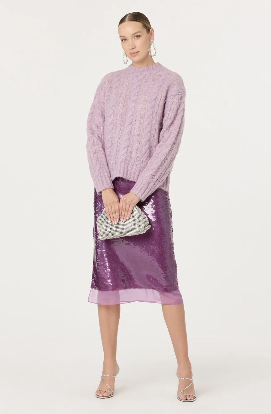 ASTR Shirin Lilac Sequin Skirt