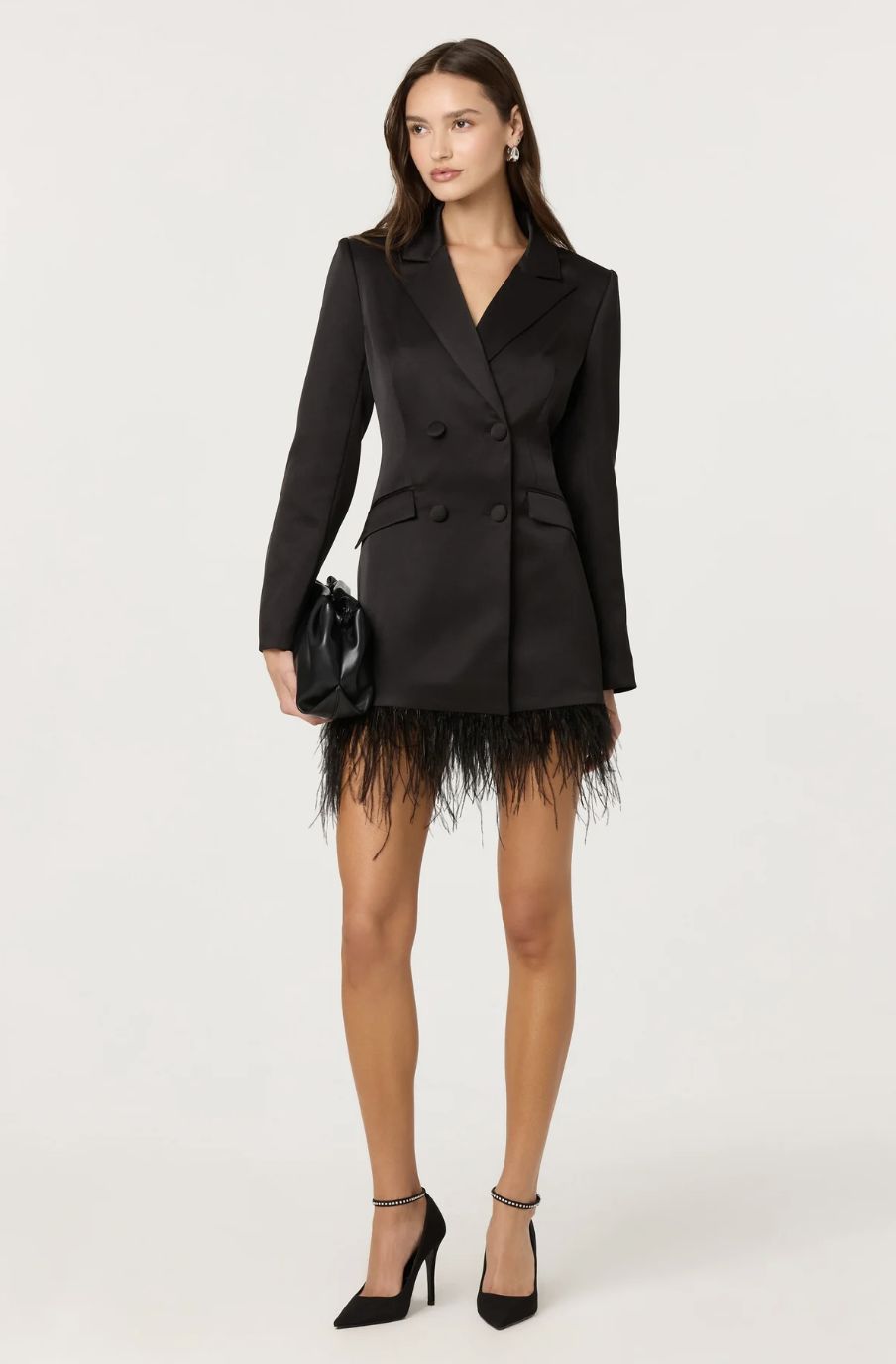 ASTR Breonna Feather Trim Blazer Dress