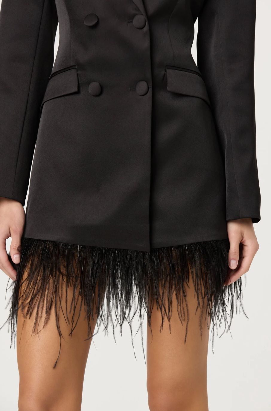 ASTR Breonna Feather Trim Blazer Dress