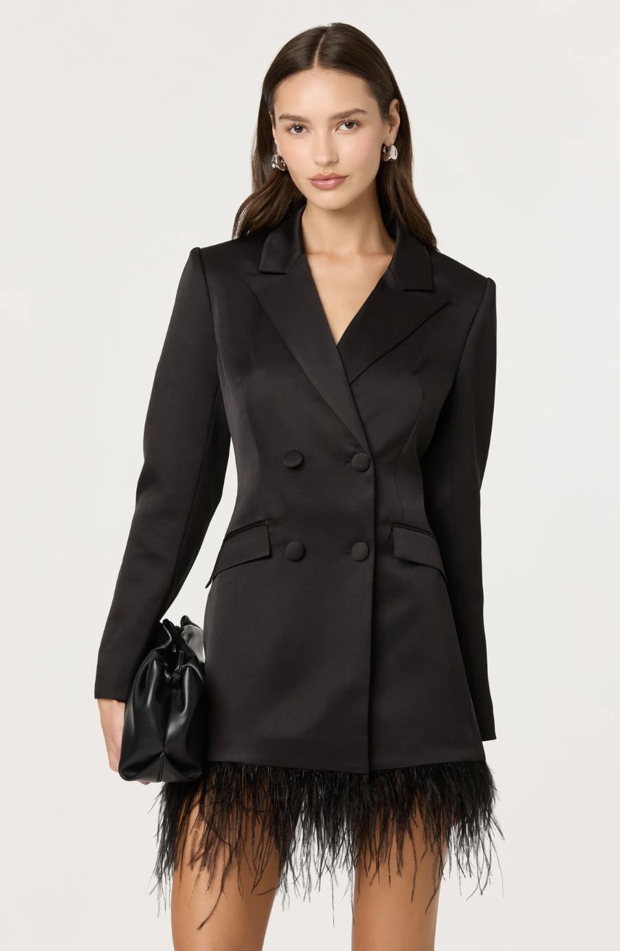 ASTR Breonna Feather Trim Blazer Dress
