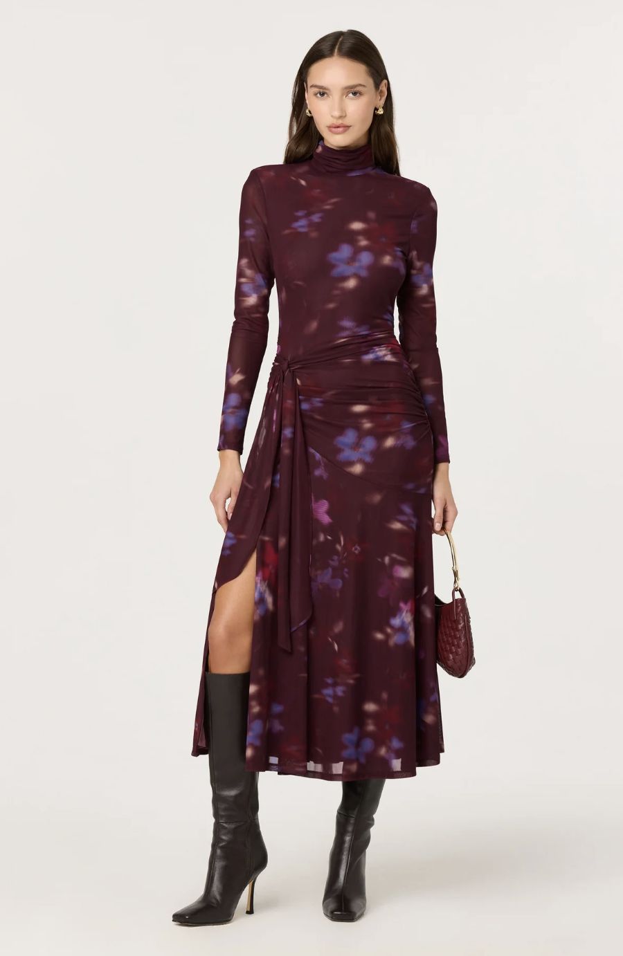 ASTR Aubriella Floral Mesh Midi Dress