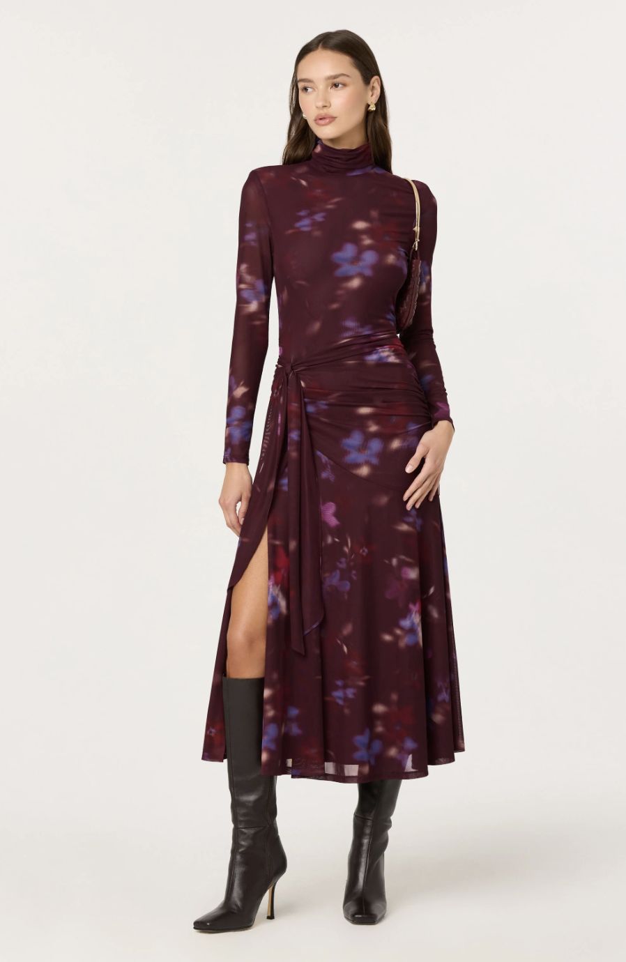 ASTR Aubriella Floral Mesh Midi Dress