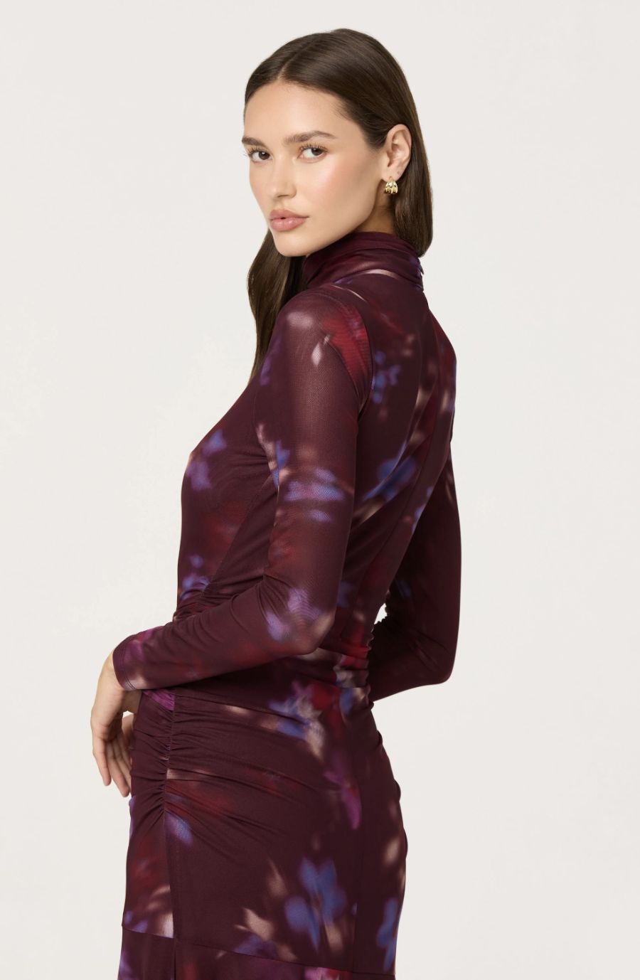 ASTR Aubriella Floral Mesh Midi Dress