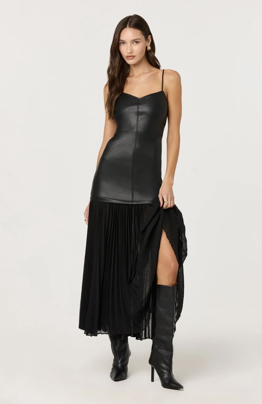 ASTR Lezith Faux Leather Maxi Dress