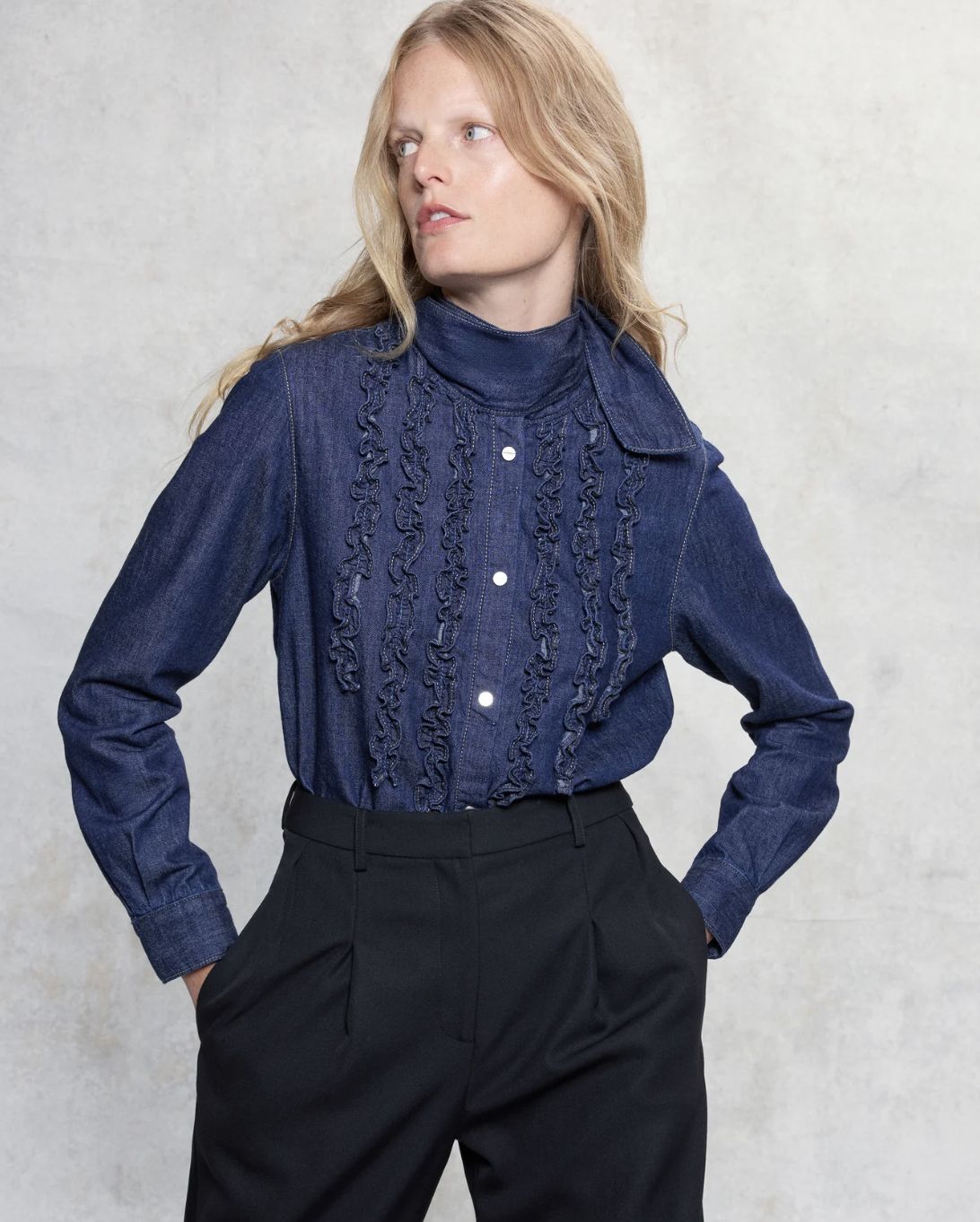 TWP Connor Denim Tuxedo Shirt