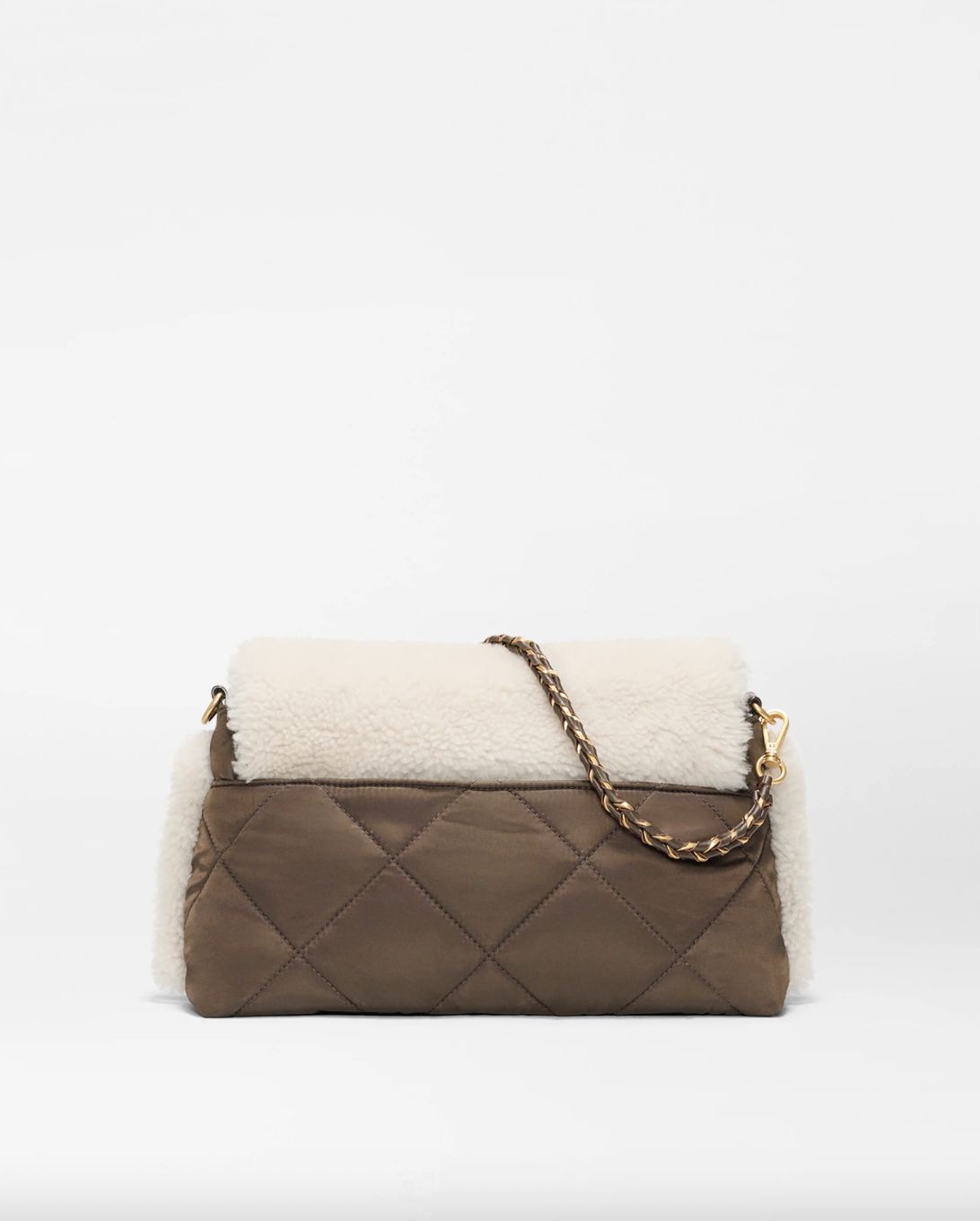 The MZ Wallace Shearling/Walnut Crosby Lock Shoulder Bag