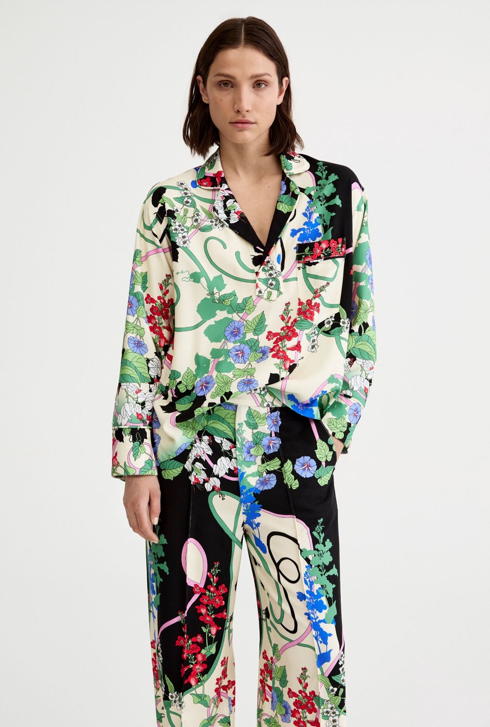 Smythe Pajama Shirt, Color: Graphic Botanical, Size: XS