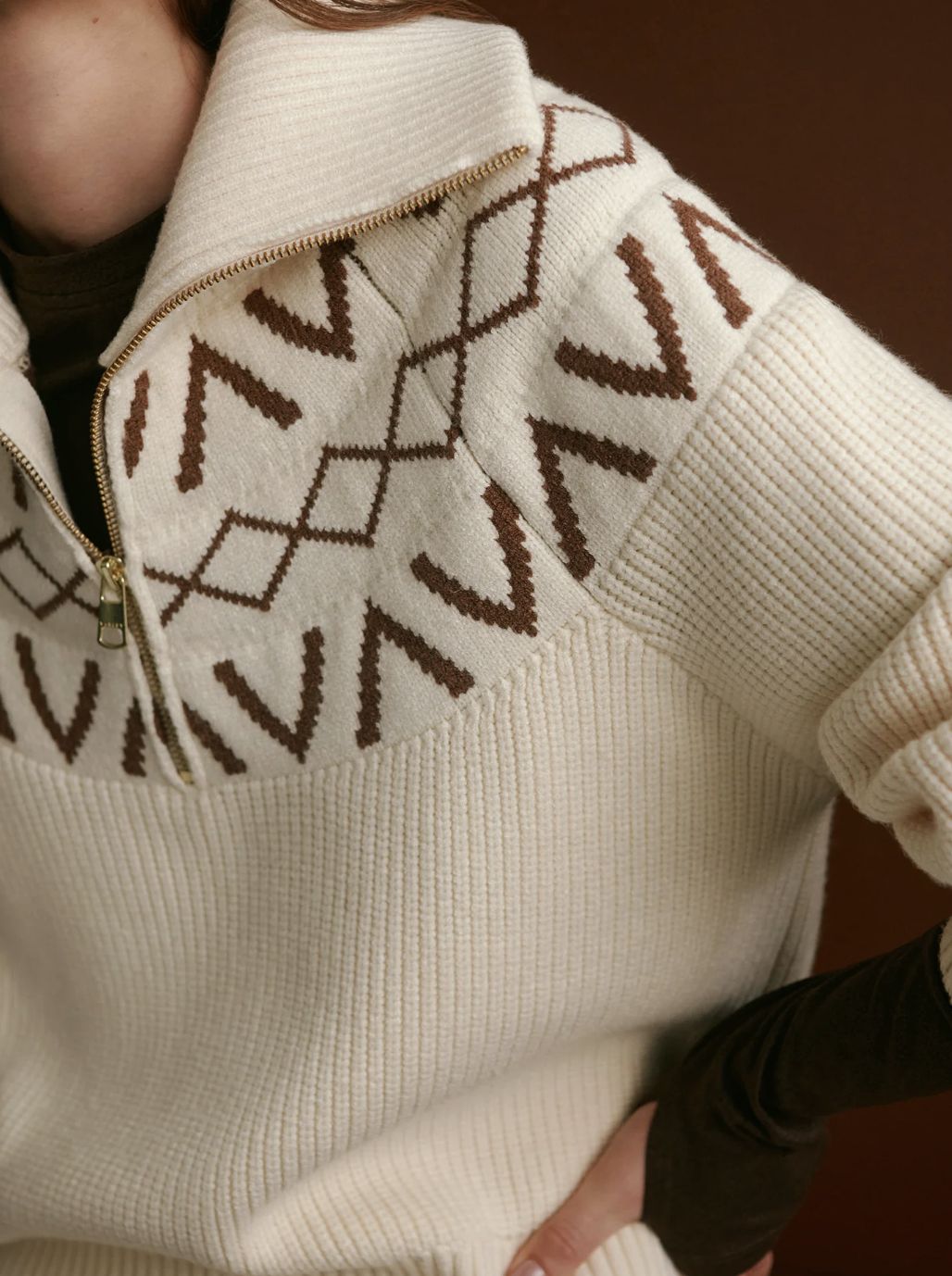 Sigrid Fairisle Half-Zip Knit Sweater