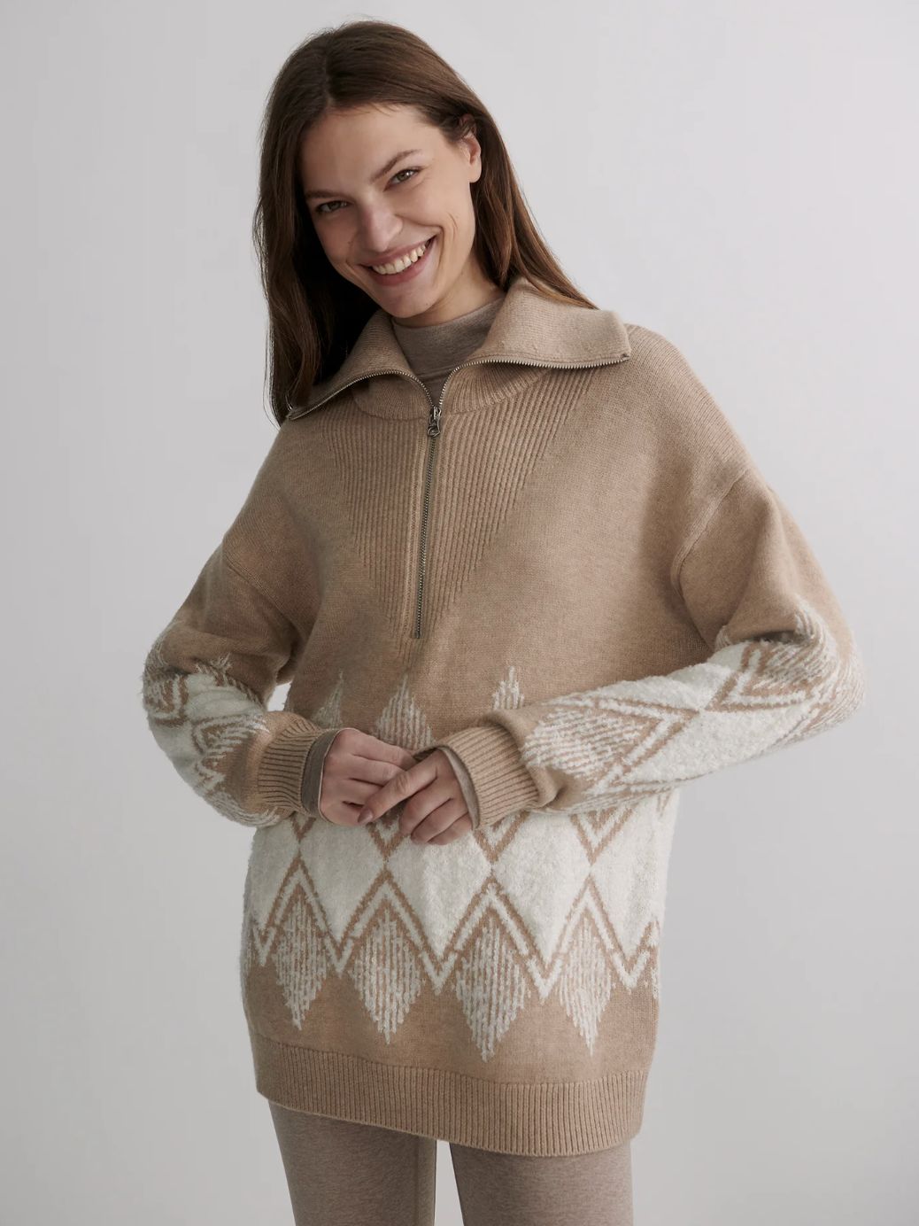 Varley Betty Jacquard Half Zip Knit