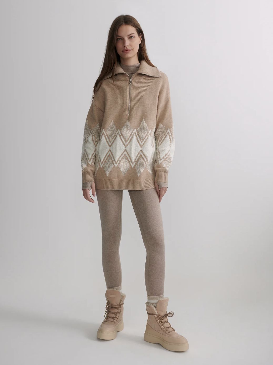 Varley Betty Jacquard Half Zip Knit