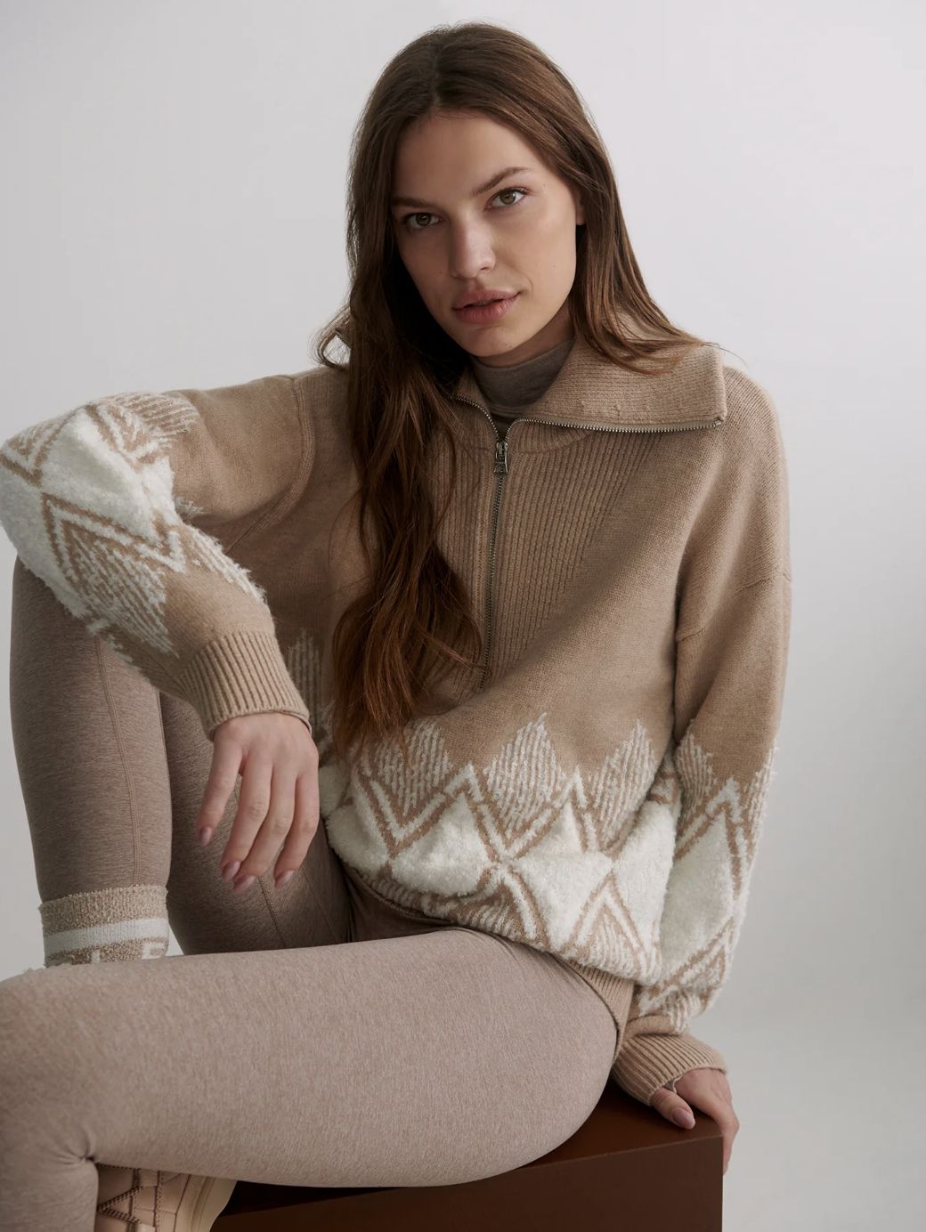 Varley Betty Jacquard Half Zip Knit